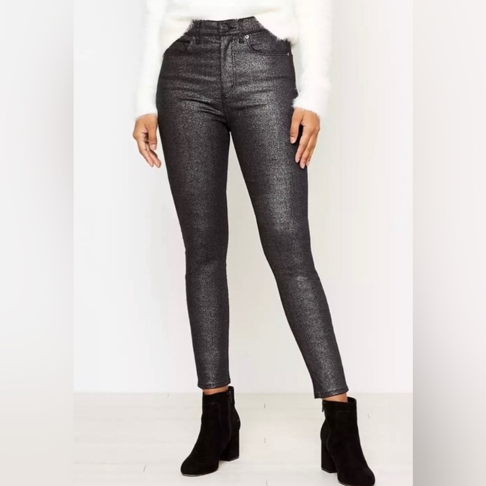 LOFT High Waisted Stretch Slim Fit Shimmer Denim Jeans Size 27 / 4 New no tag